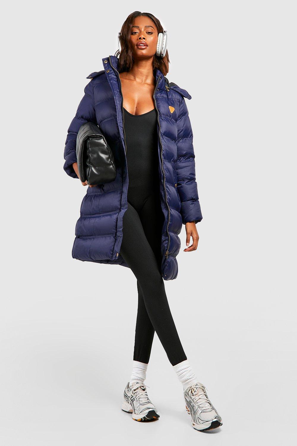 Ladies navy longline jacket best sale