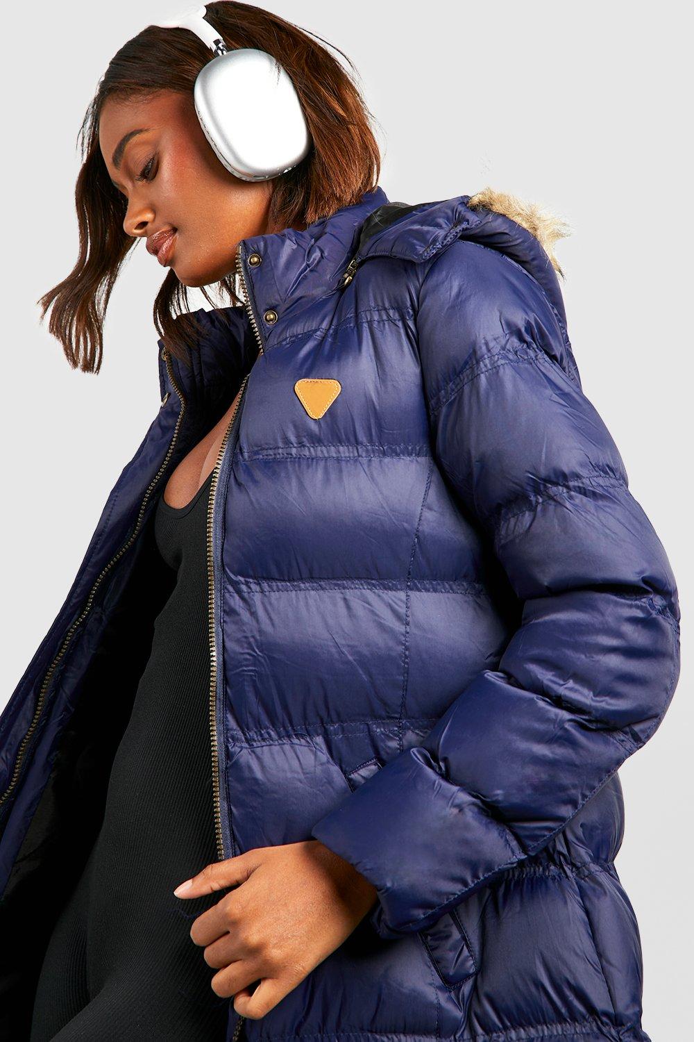 Longline Padded Faux Fur Hooded Jacket boohoo USA