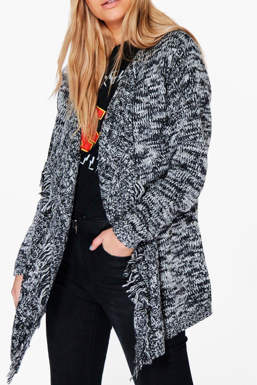 sophie cardicool en tricot torsade a franges boohoo FR