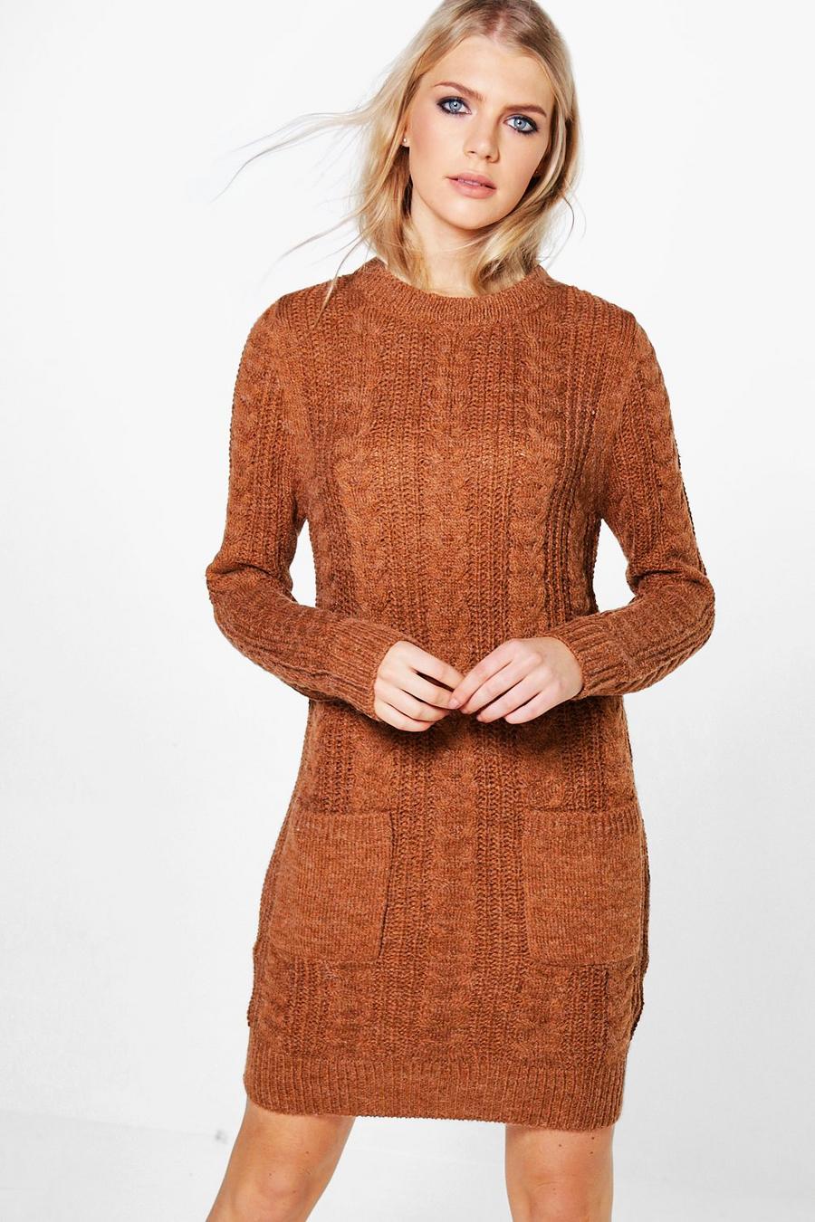 Red Evie Cable Knit Jumper Dress image number 1