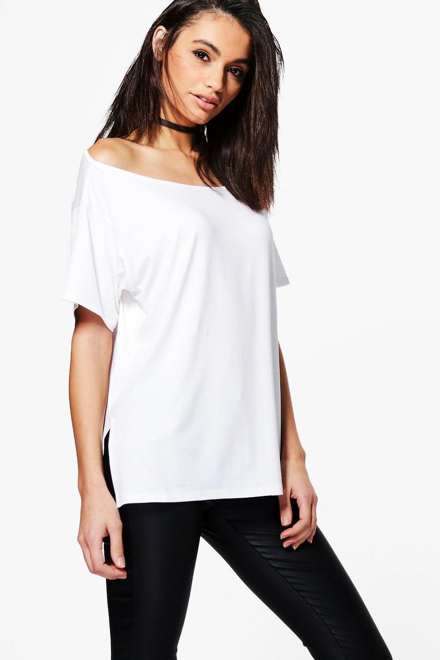 White Alyssa Slash Neck T-Shirt image number 1