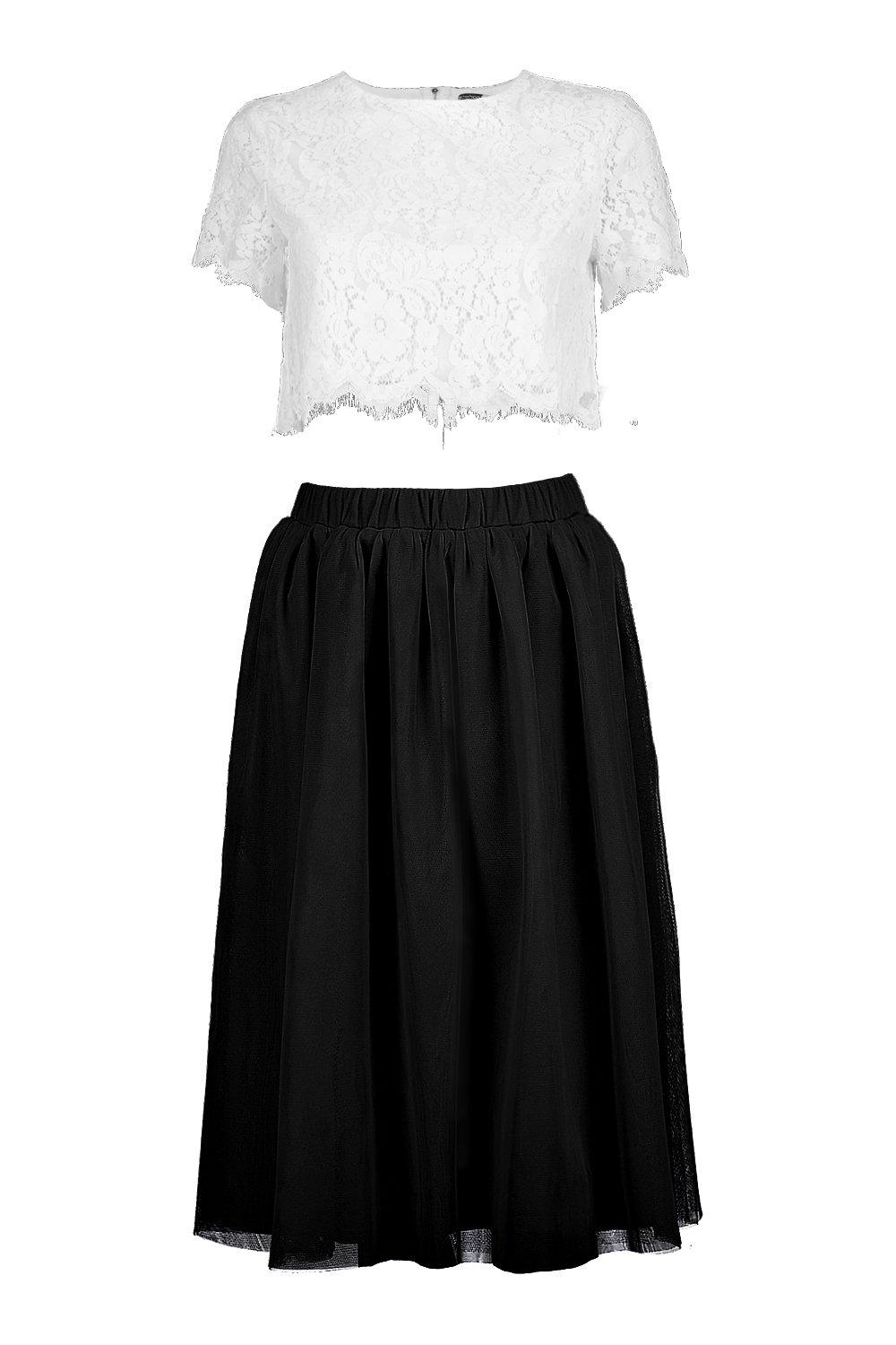 Lace tulle cheap midi skirt