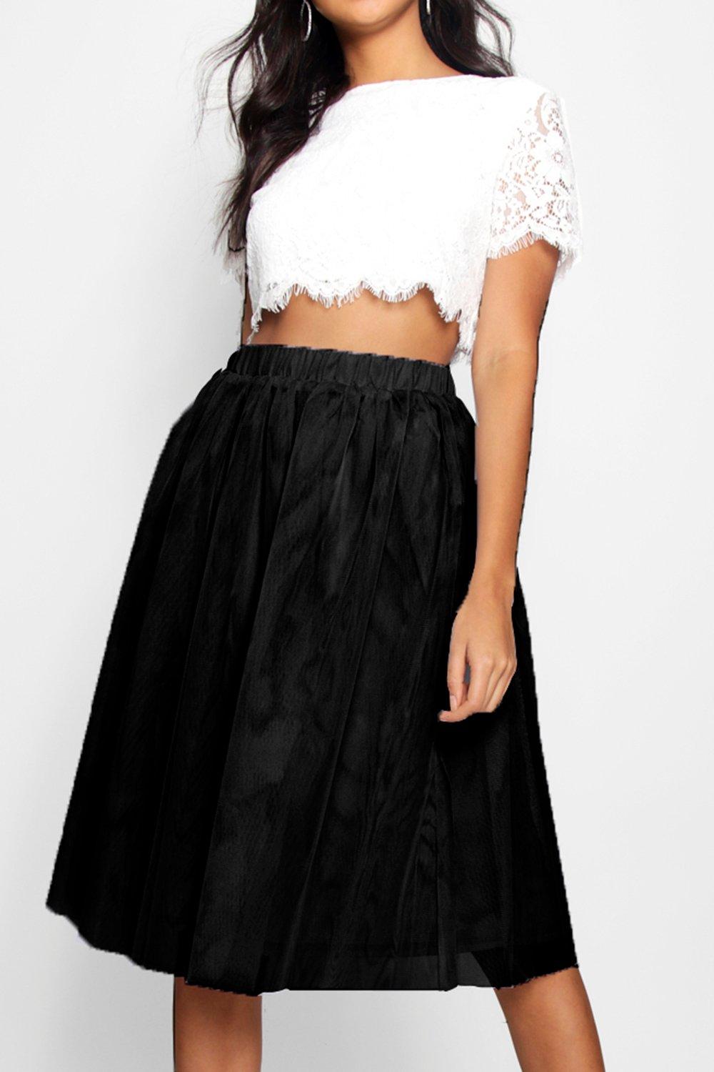 Black tulle cheap skirt boohoo