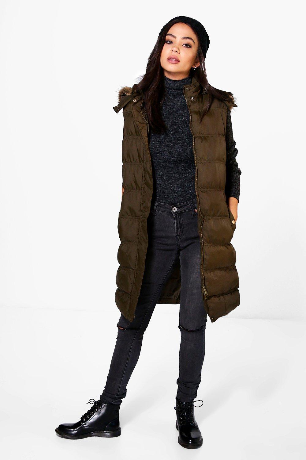 long sleeveless padded jacket