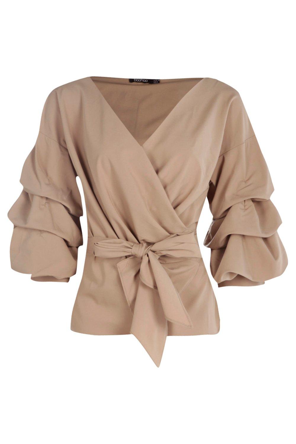 Ruffle tiered sleeve wrap hot sale top