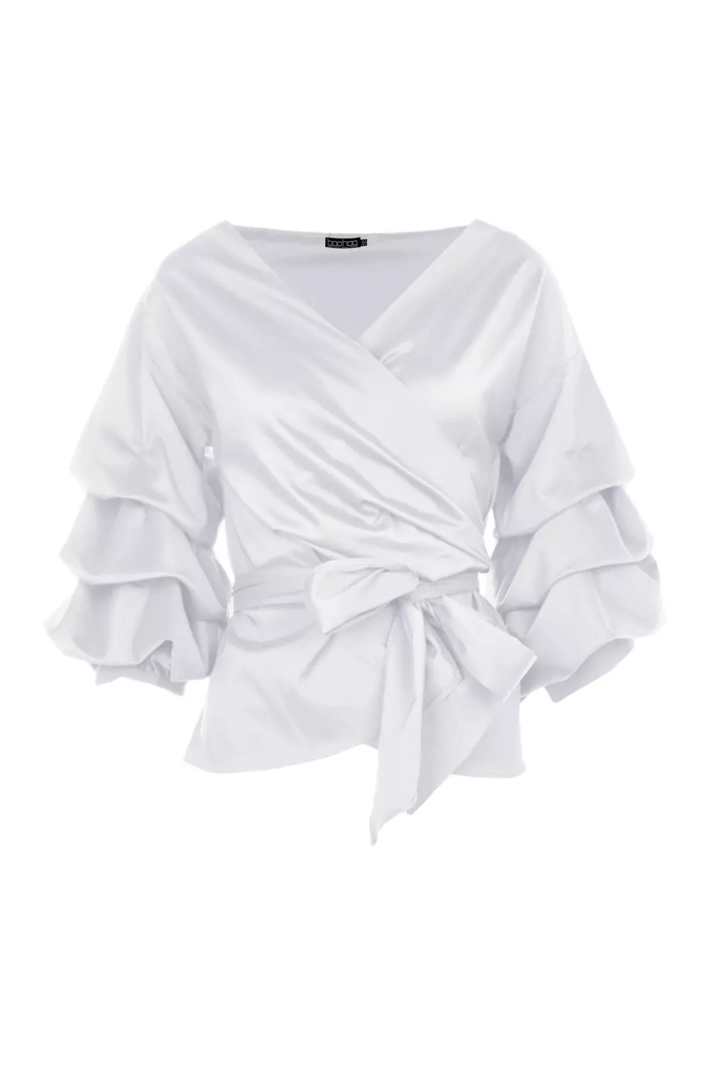 Ruffle tiered store sleeve wrap top