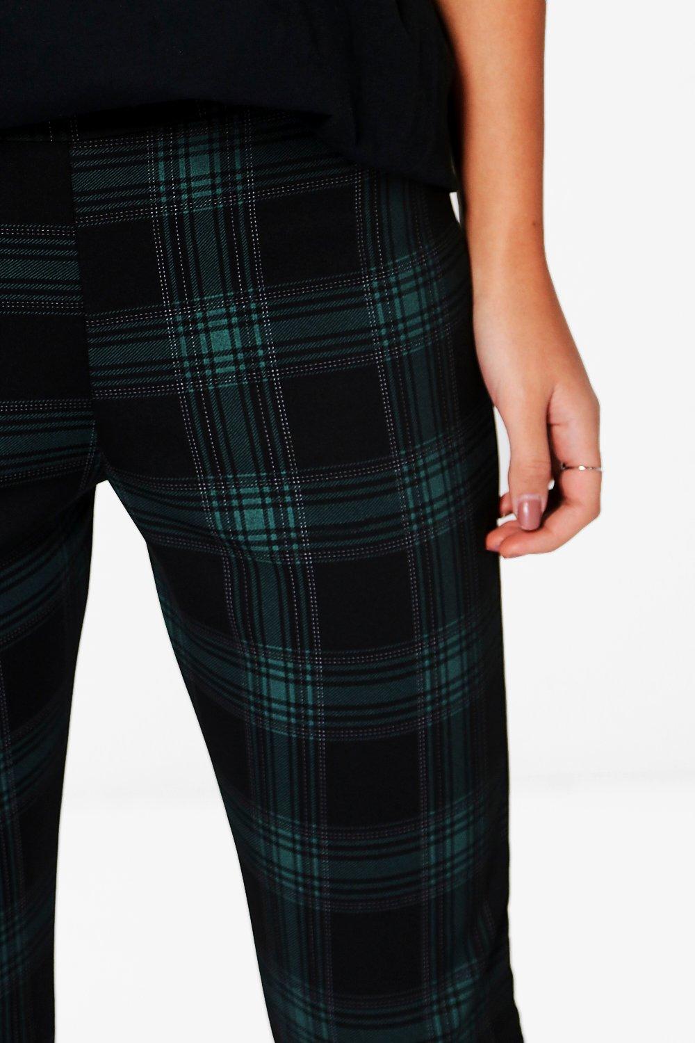skinny stretch check trousers