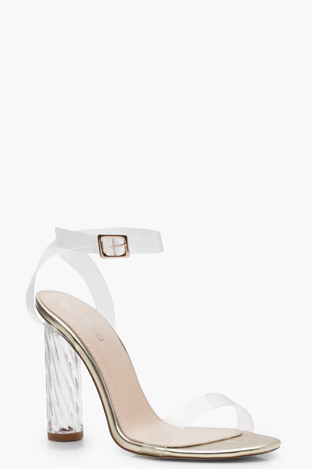 clear heels gold