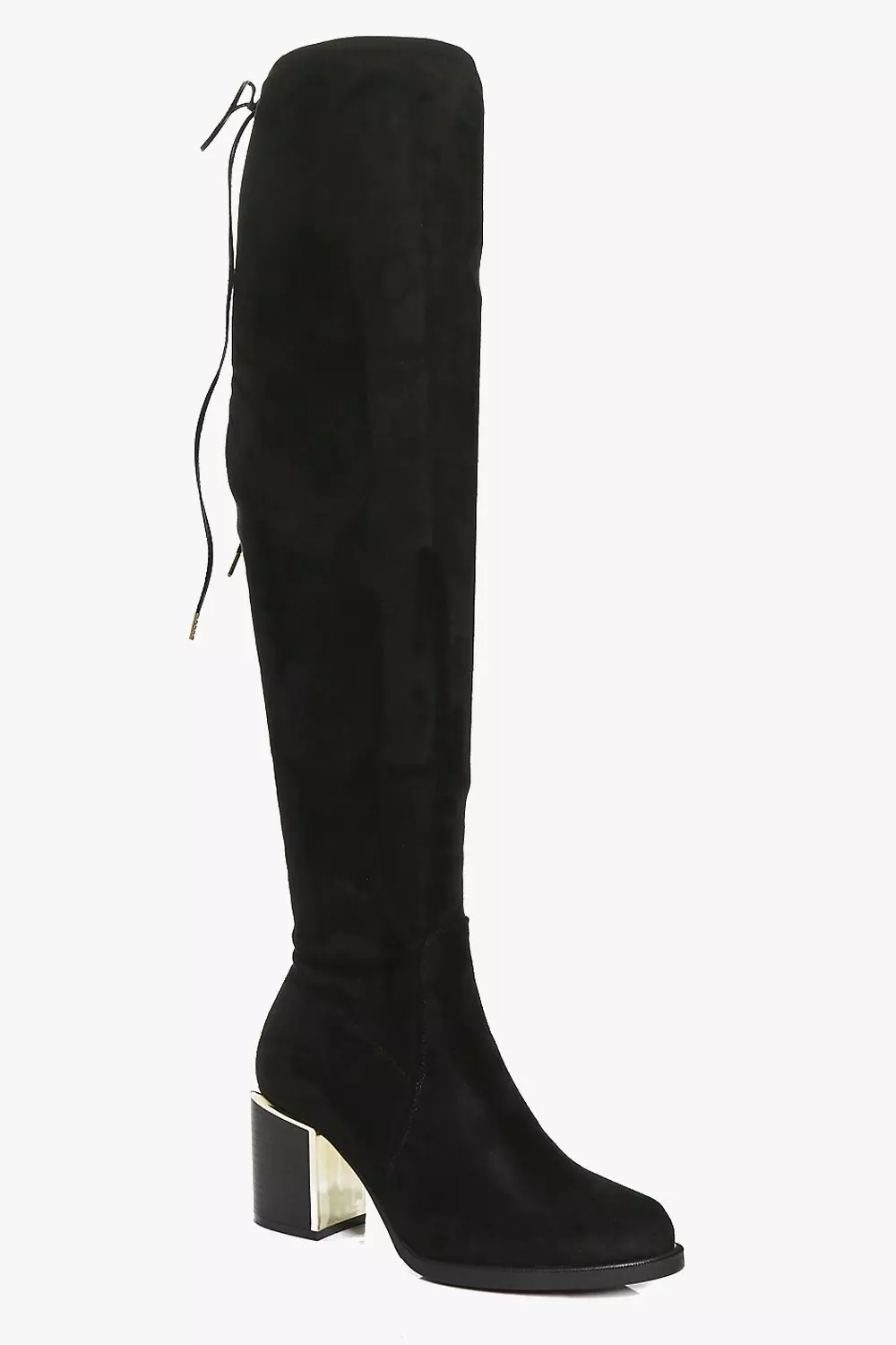 Eva Stretch Over The Knee Boot With Gold Trim