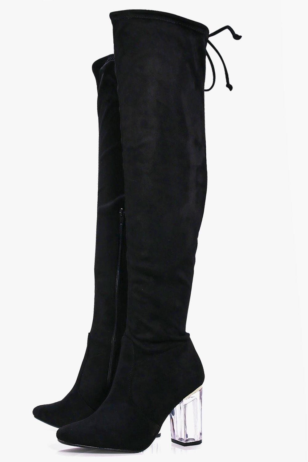 ivy bottes cuissardes talons carr s transparents