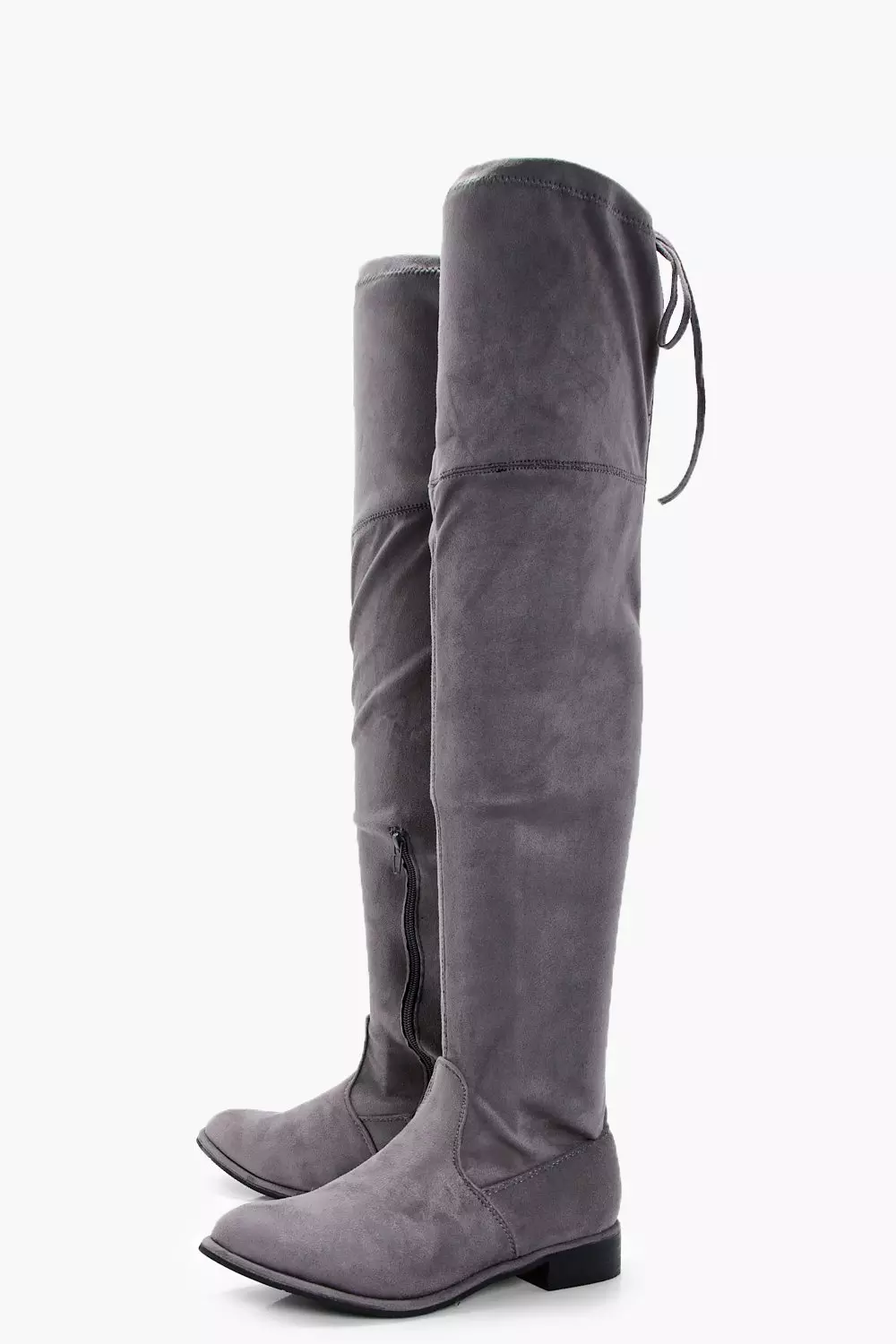 Flat tie back shop thigh high boots