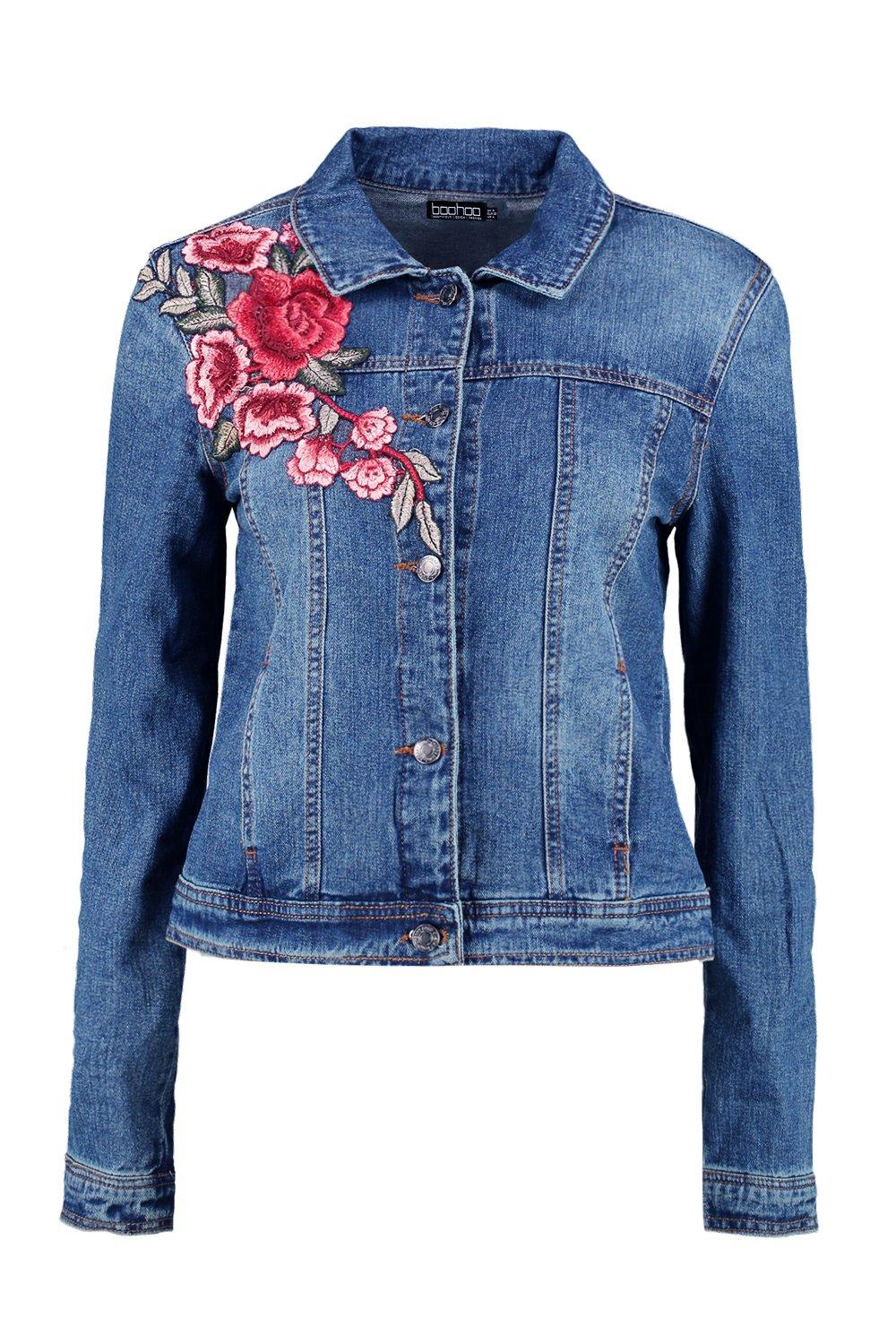 Veste en jean fashion brodée femme