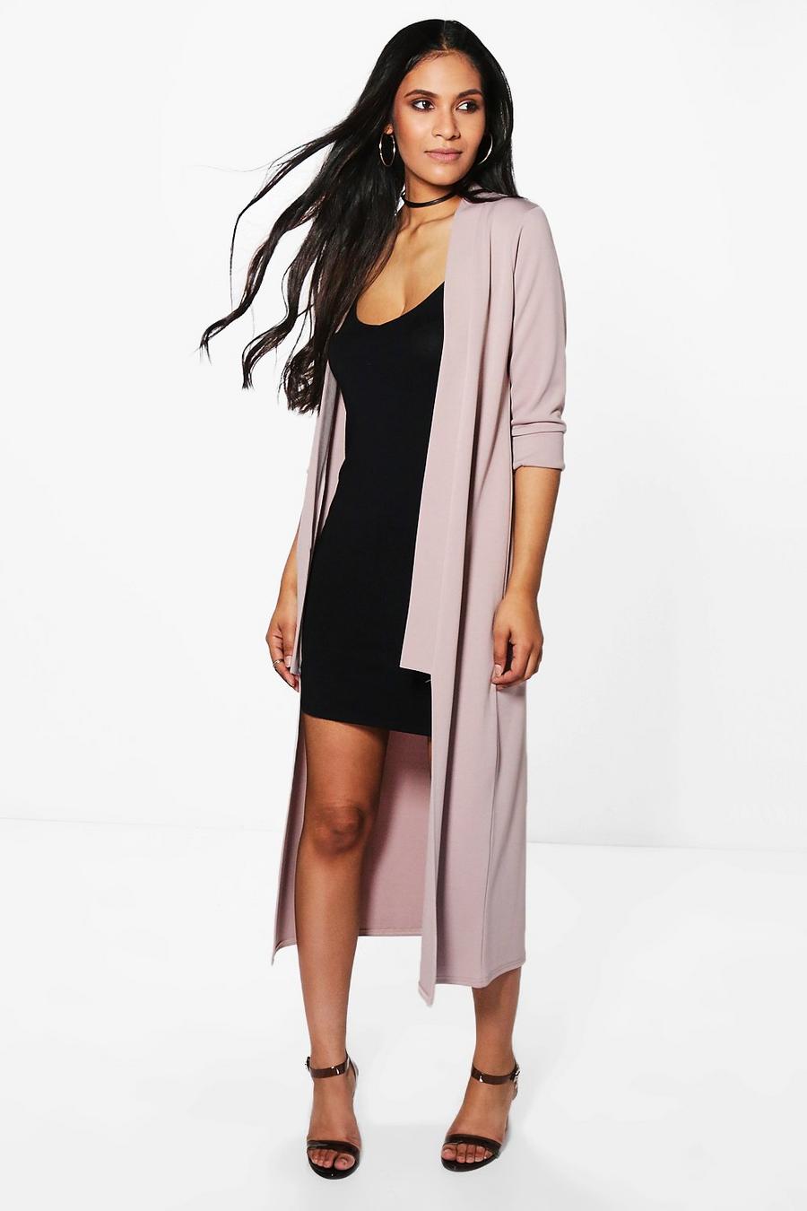 Mauve lila Poppy Step Collar Longline Duster image number 1