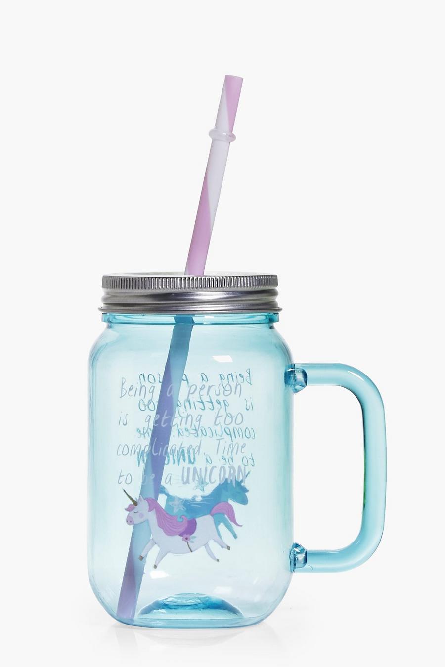 frasco de unicornio azul con paja image number 1
