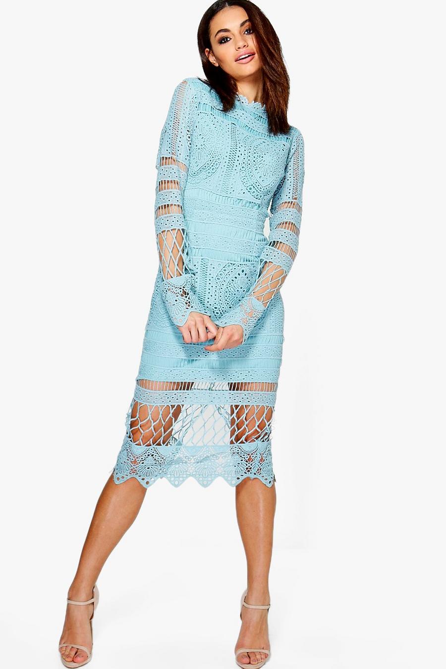 Blue bleu Boutique  Lace Panelled Midi Dress image number 1