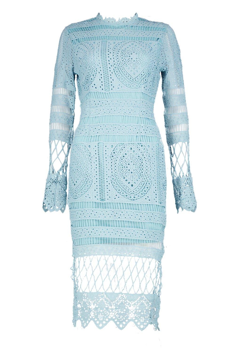 boutique lace panelled midi dress