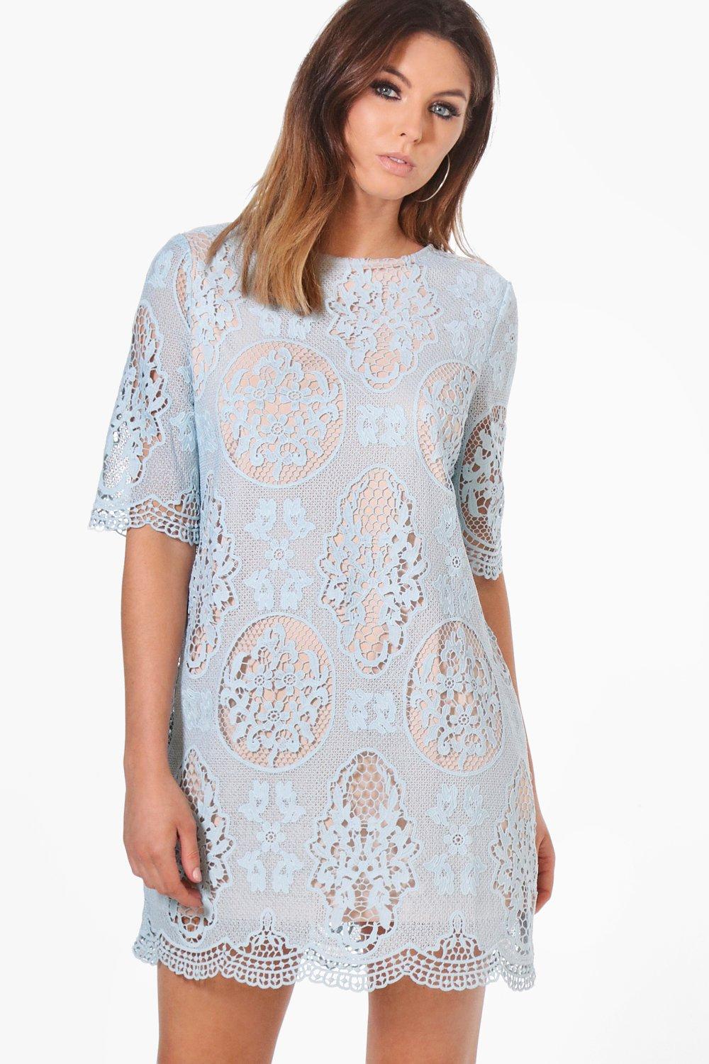 Plus all over lace shift sale dress