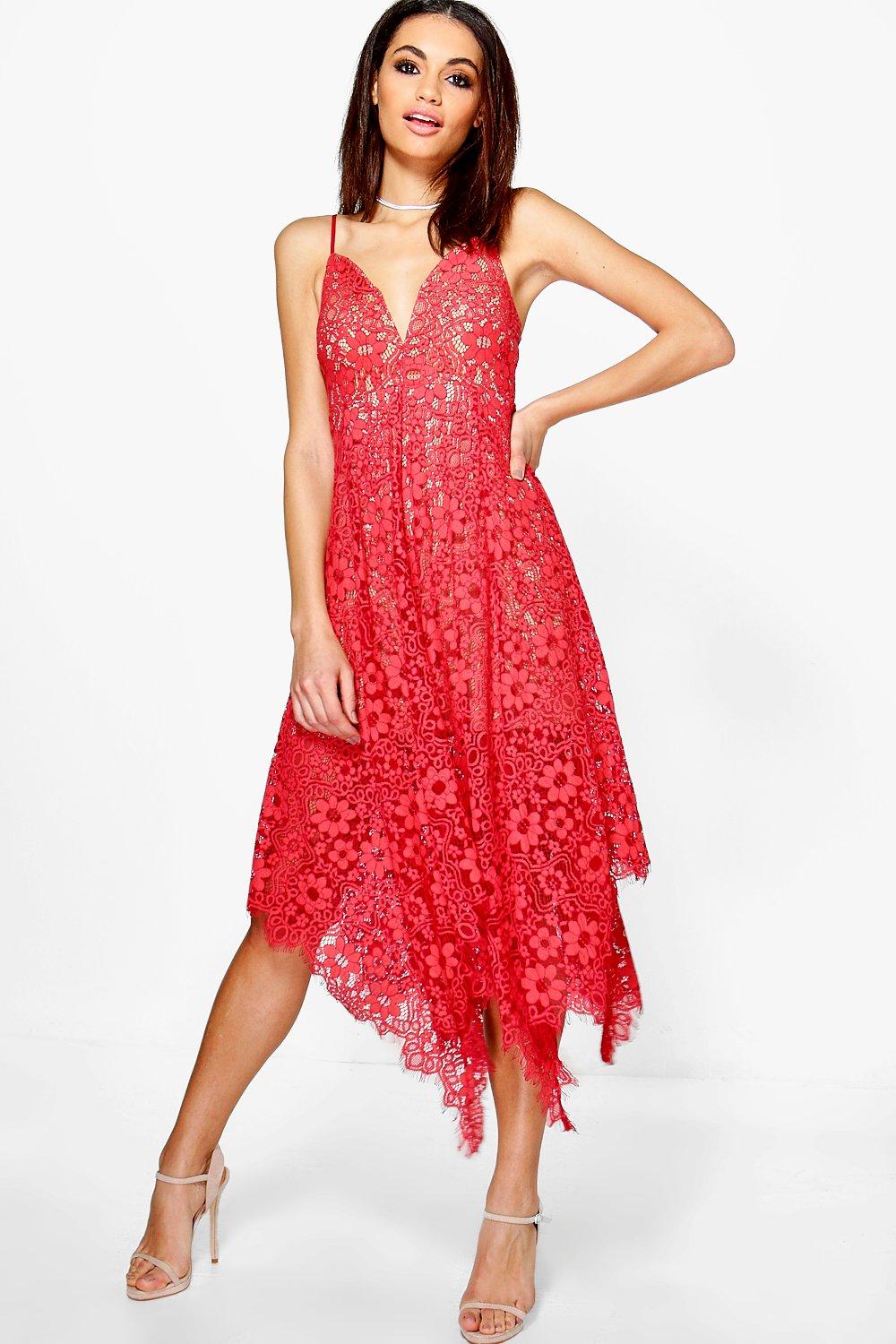 boohoo boutique eyelash lace midi dress