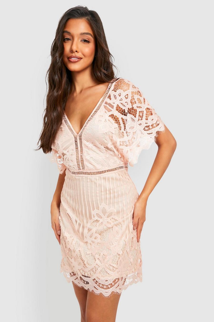 Blush pink Boutique All Over Lace Bodycon Dress