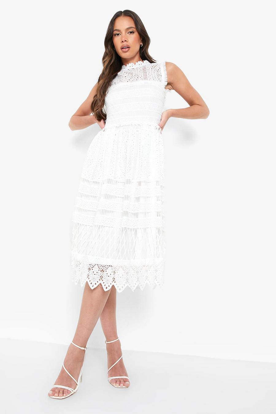 Ivory white Boutique Lace Skater Bridesmaid Dress