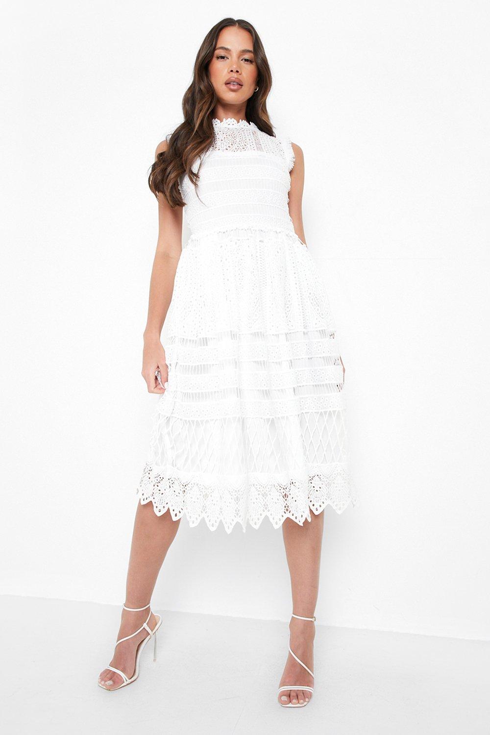 boohoo lace white dress