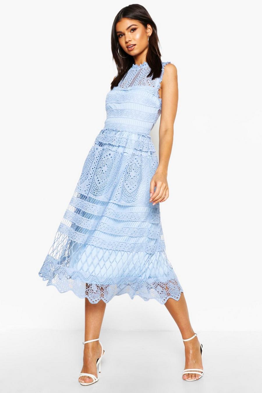 Sky blå Boutique Lace Skater Bridesmaid Dress