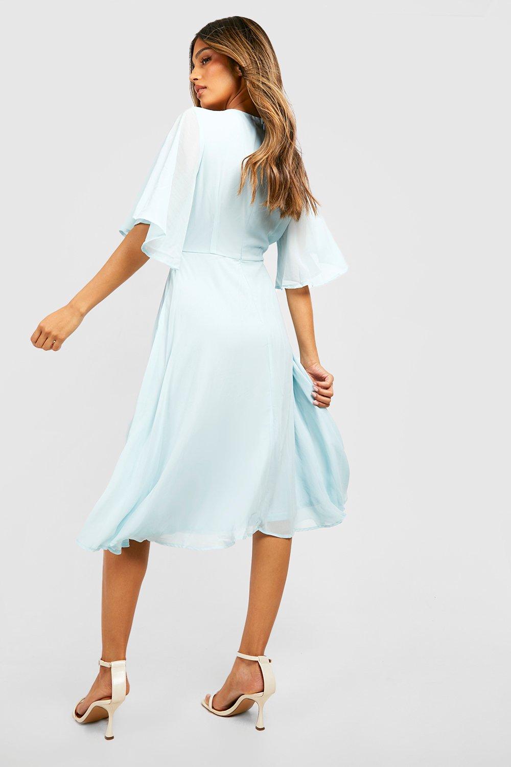 boohoo blue bridesmaid dress