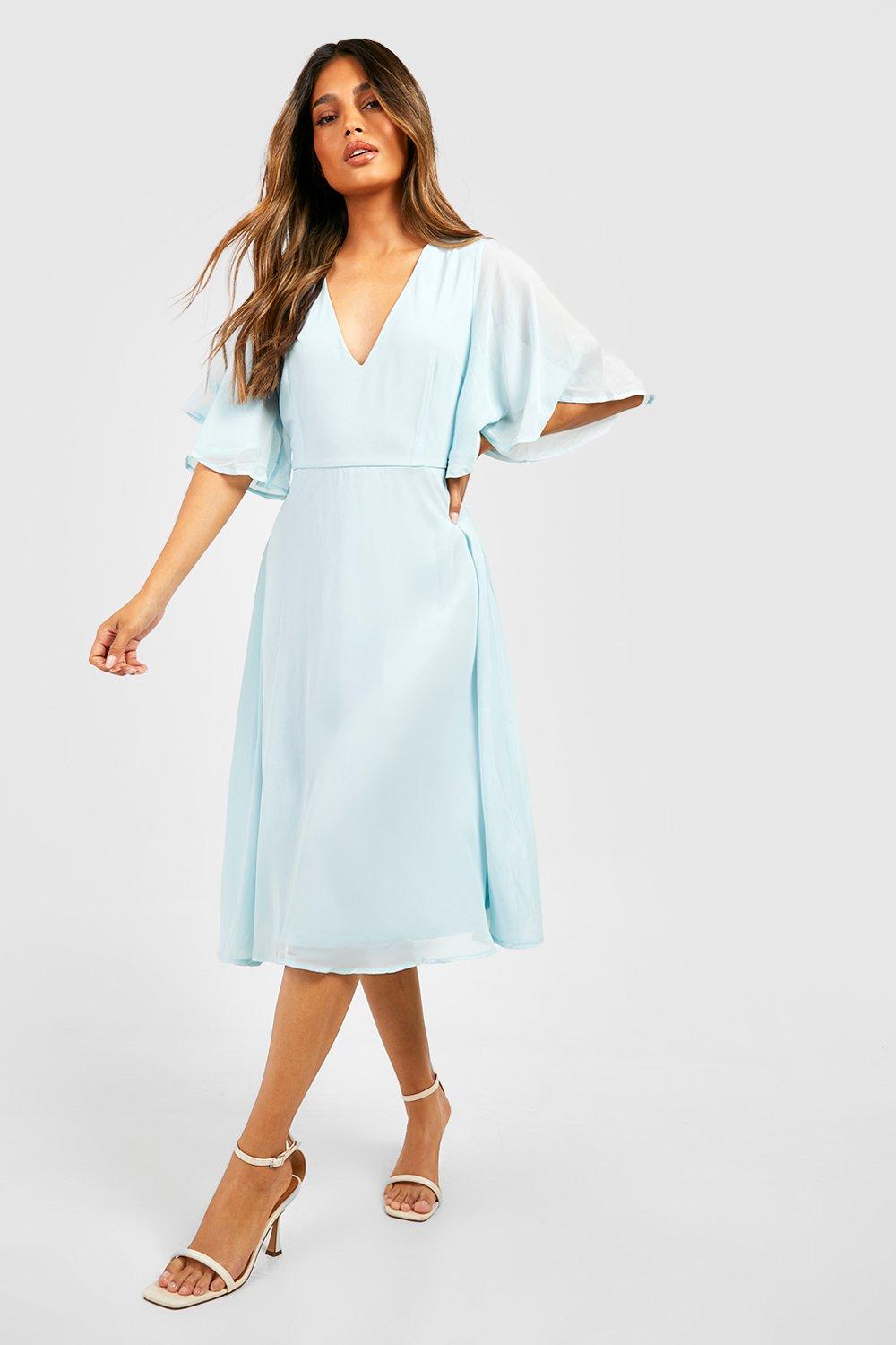 boohoo blue bridesmaid dress