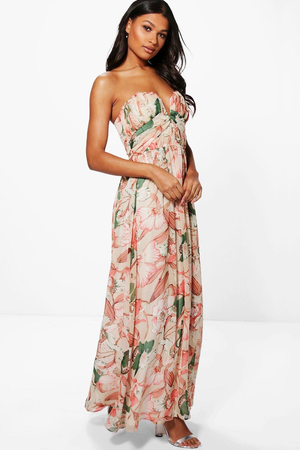 Floral bandeau maxi store dress