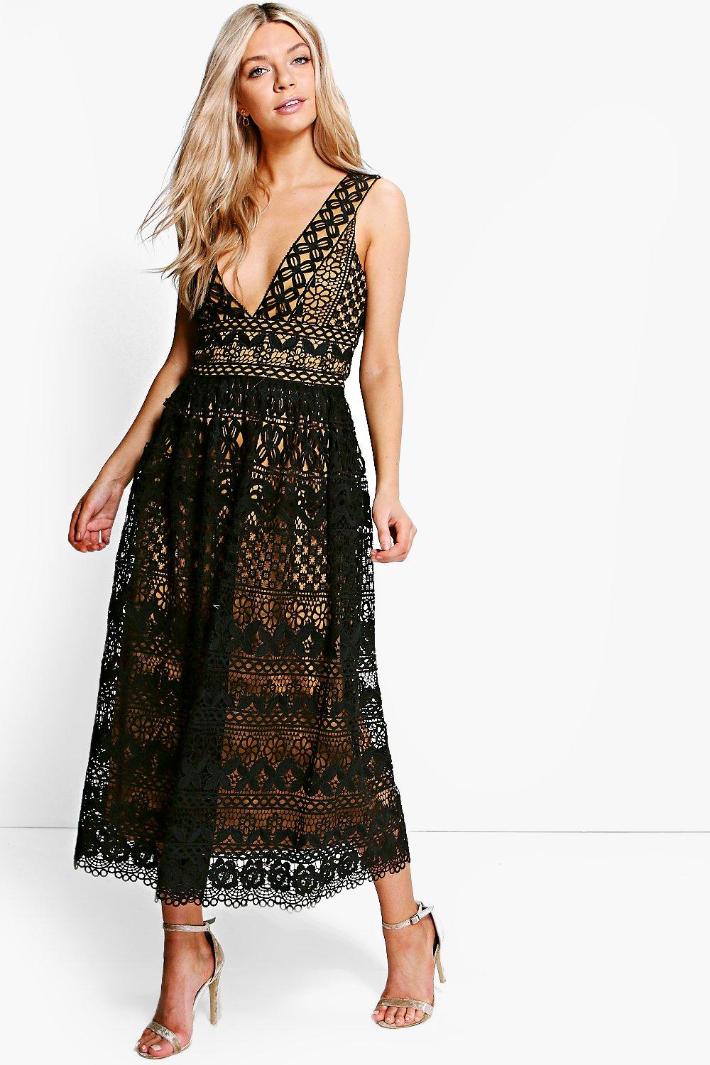 boohoo lace maxi dress