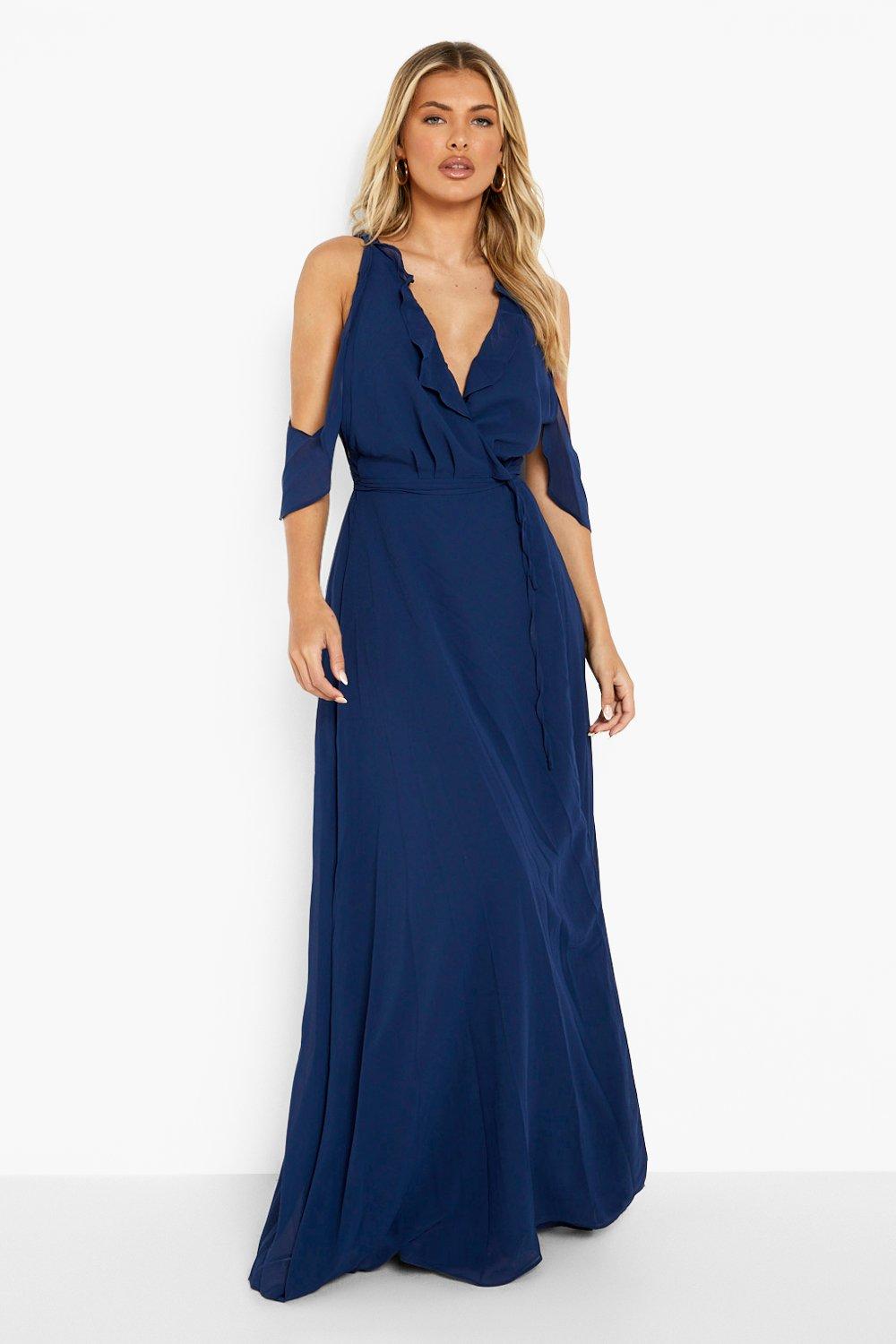 boohoo navy blue dress