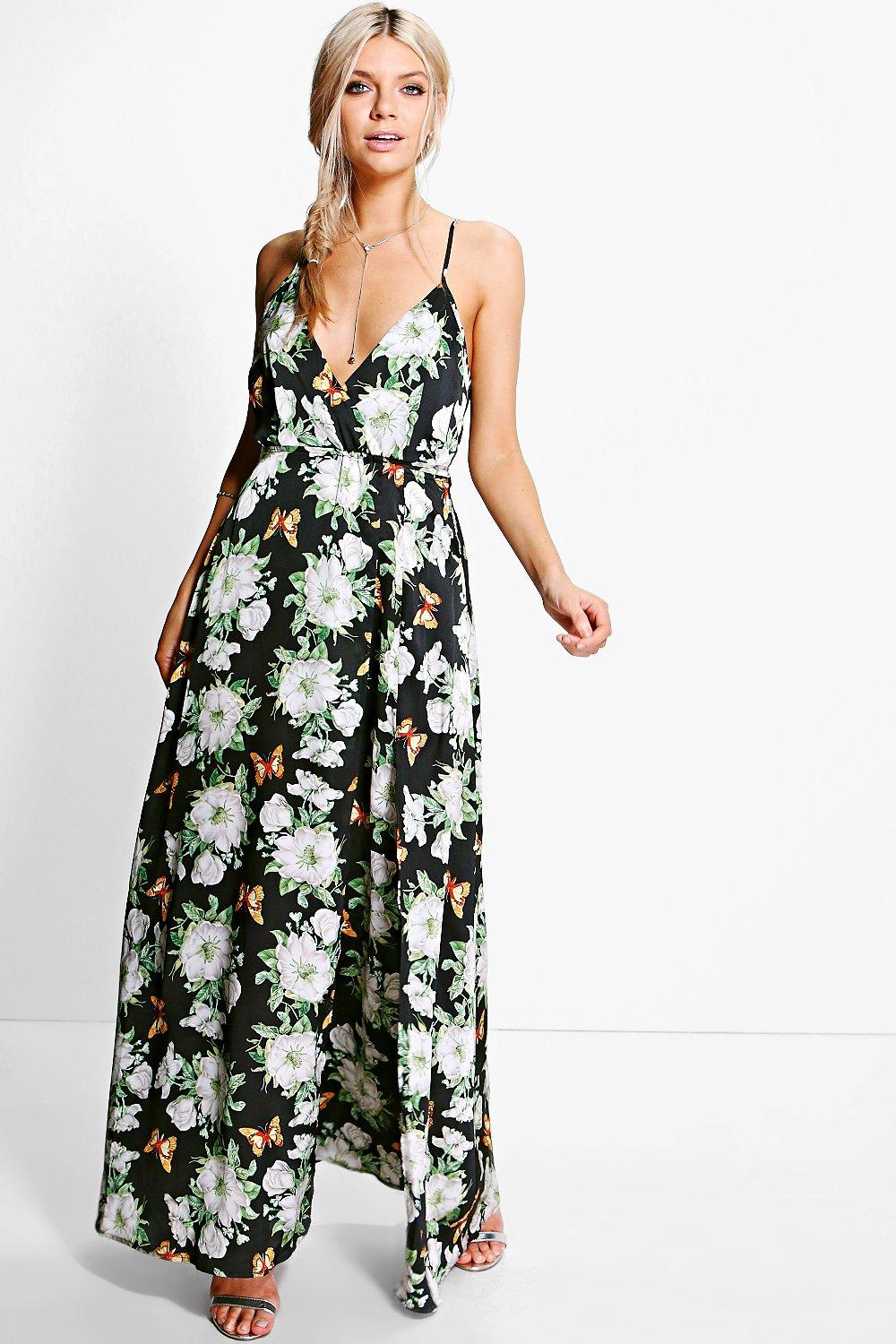 satin floral maxi dress