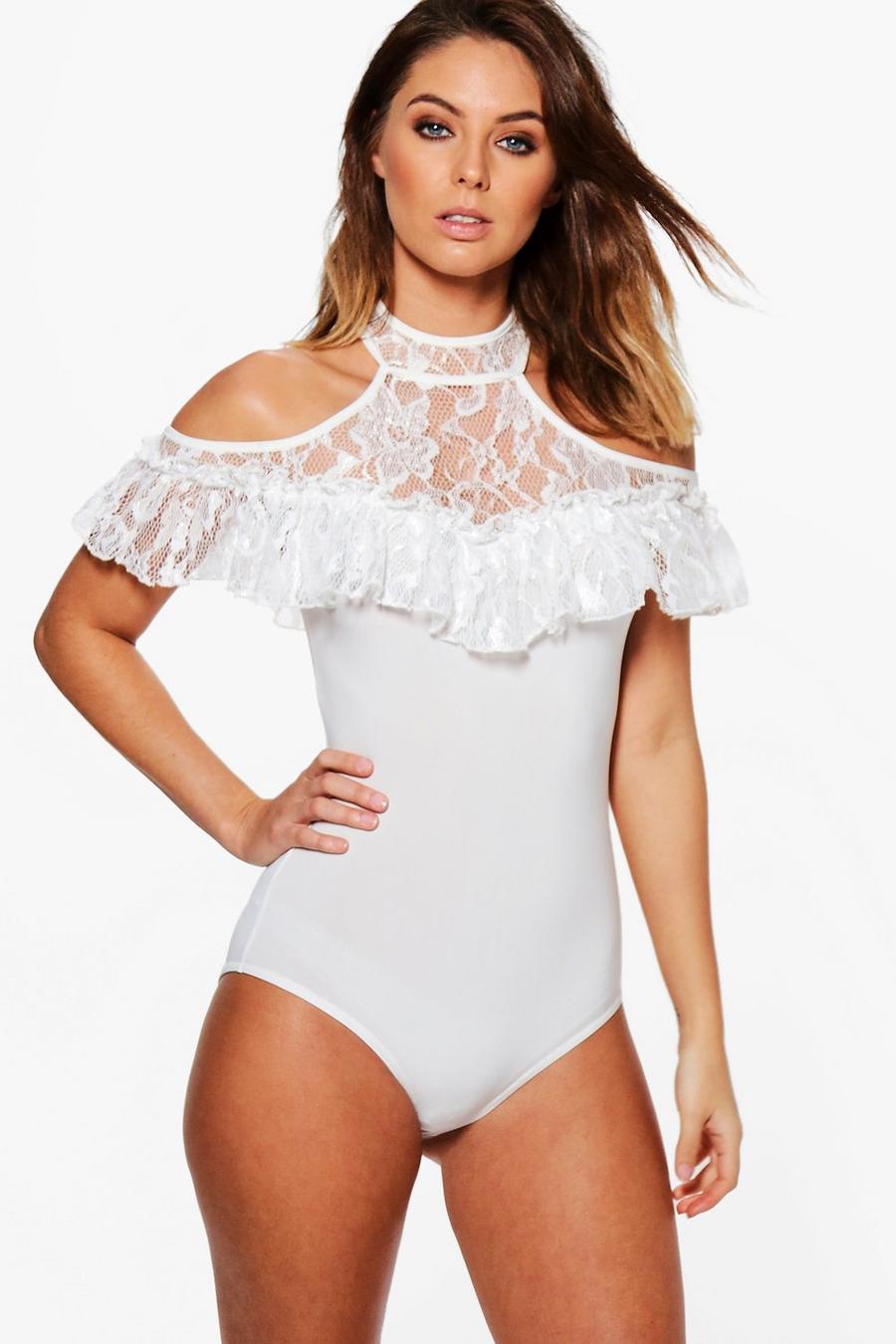 Lucy Lace High Neck Cold Shoulder Body image number 1