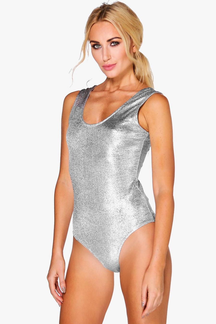 Silver Kirsty Metallic Bodysuit image number 1