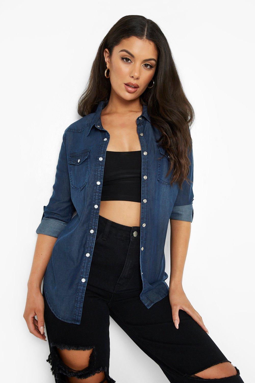 denim shirt boohoo