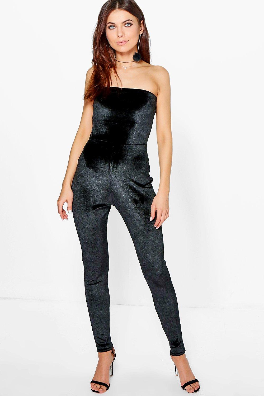 boohoo velvet jumpsuit