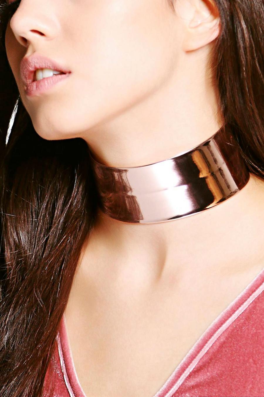 Rose gold metallic Robyn 5cm PU Holographic Choker image number 1