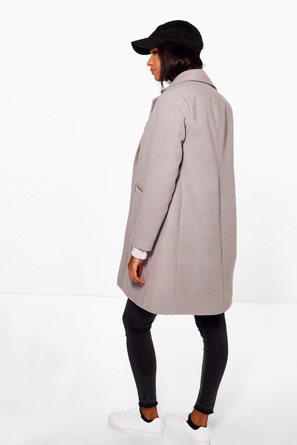 Zip pocket wool look coat hotsell