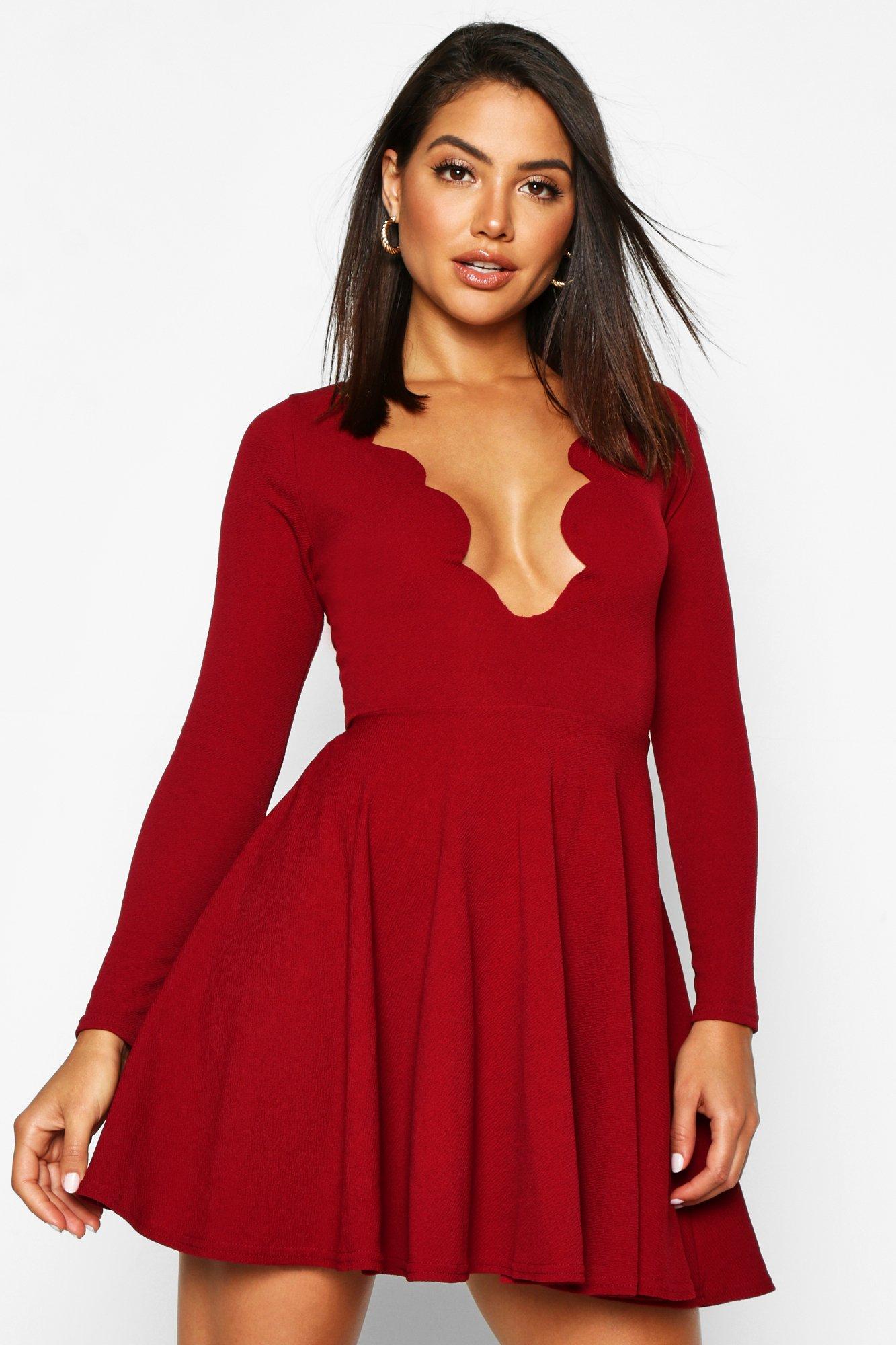 boohoo scallop dress