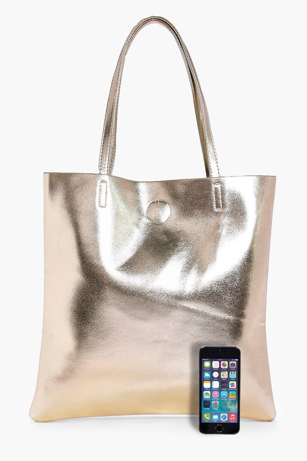 Metallic shopper outlet bag