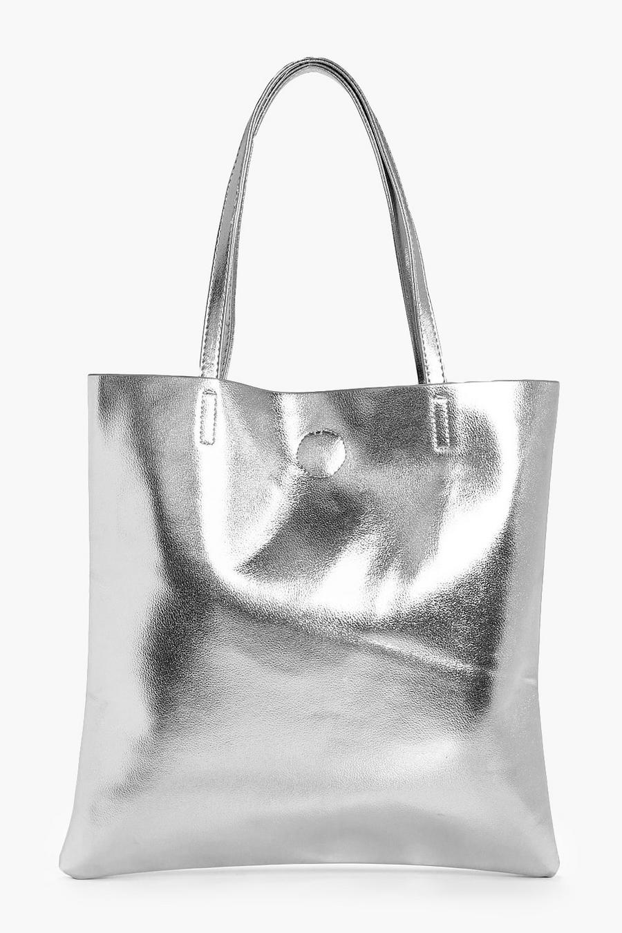 Silver Matilda PU Metallic Shopper Bag image number 1