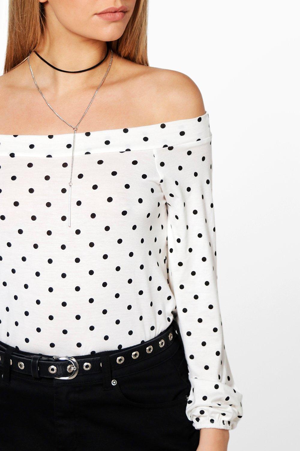 Polka dot hot sale bardot top