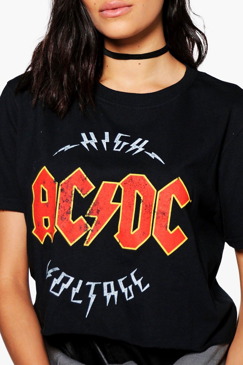 Erica ACDC Cropped Oversized Band T Shirt