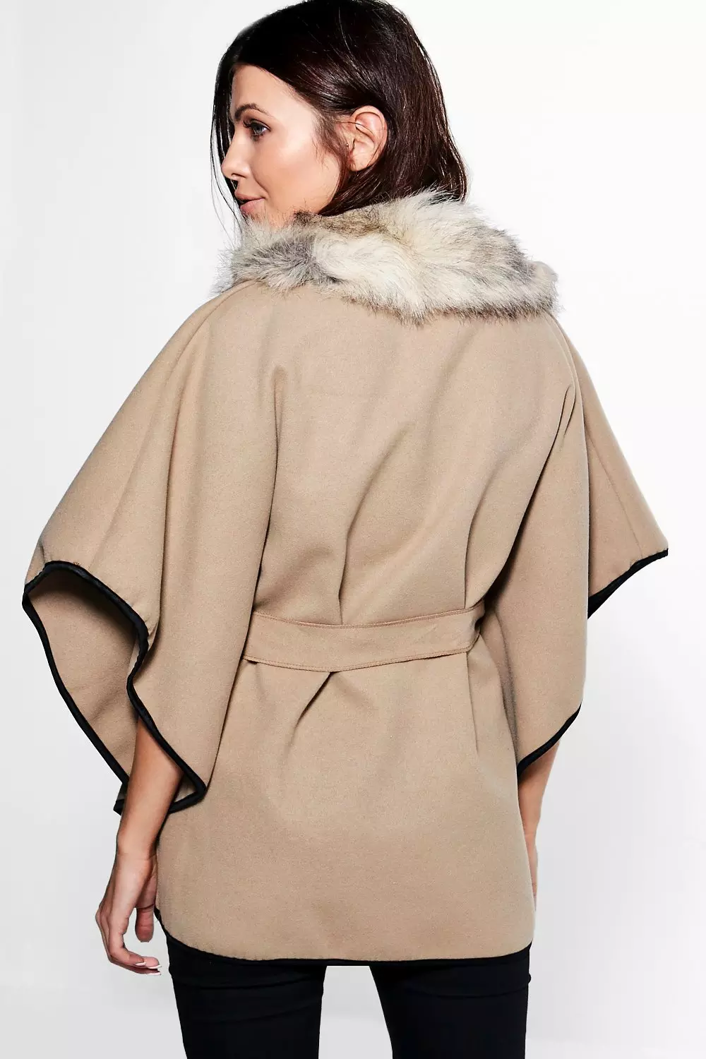 Lucy Faux Fur Collar Cape