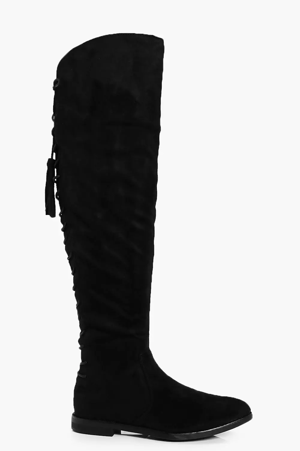 Flat over the knee boots lace up clearance back