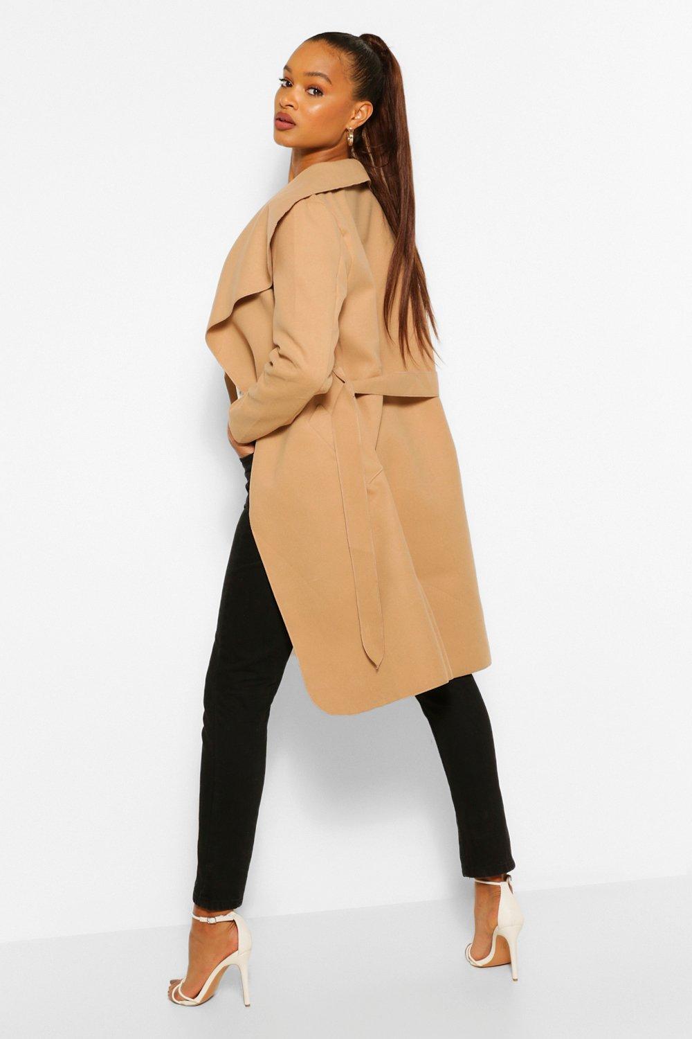 Belted shawl shop collar coat boohoo