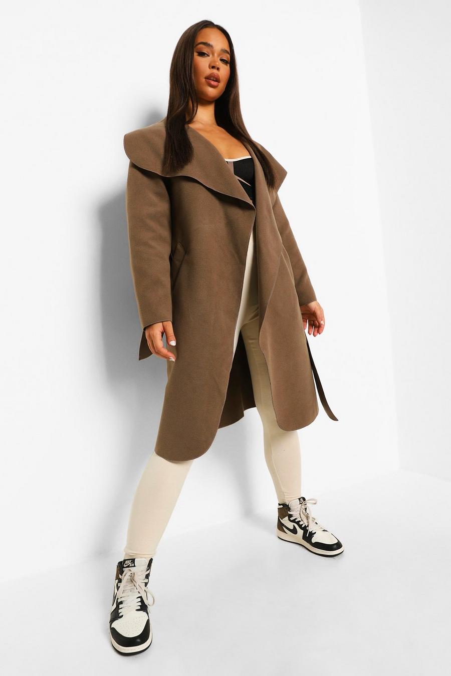 Mocha Belted Shawl Collar Coat image number 1