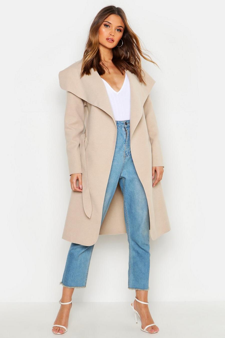 Belted Shawl Collar Coat | boohoo USA Belted Shawl Collar Coat | boohoo USA