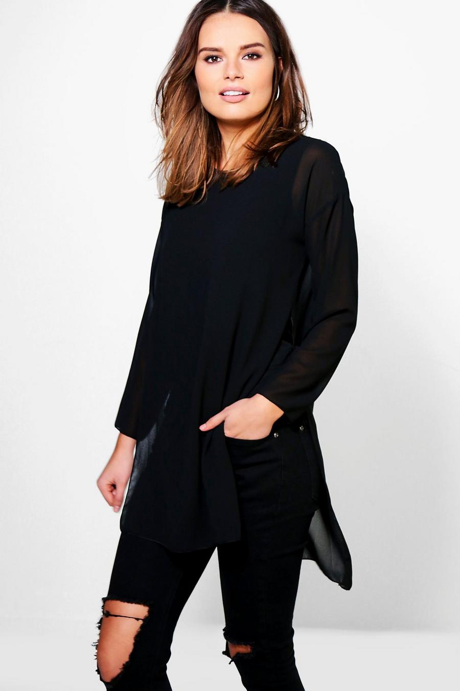 Bella Oversized Long Sleeve Double Layer Top image number 1