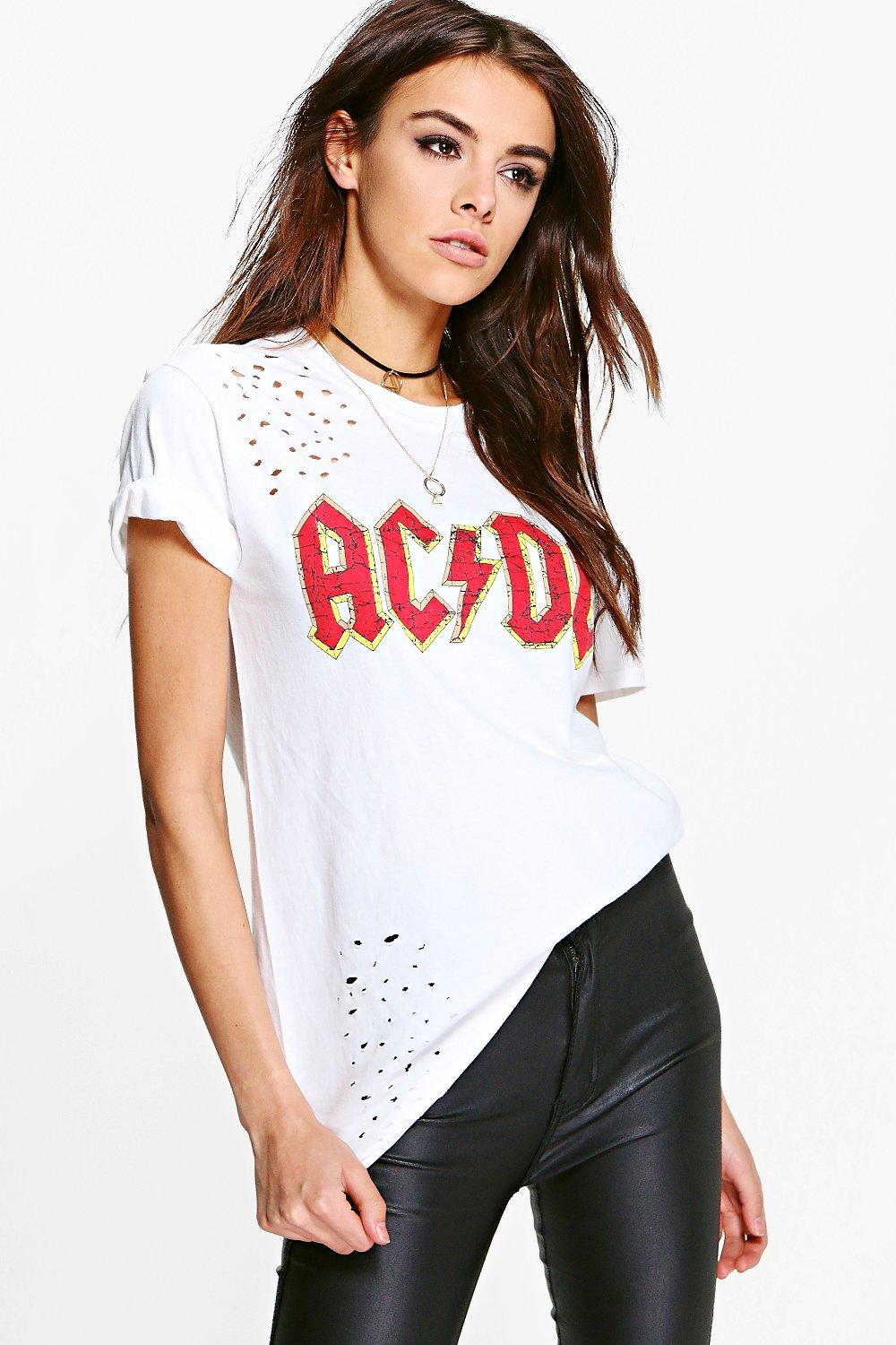distressed band tees womens